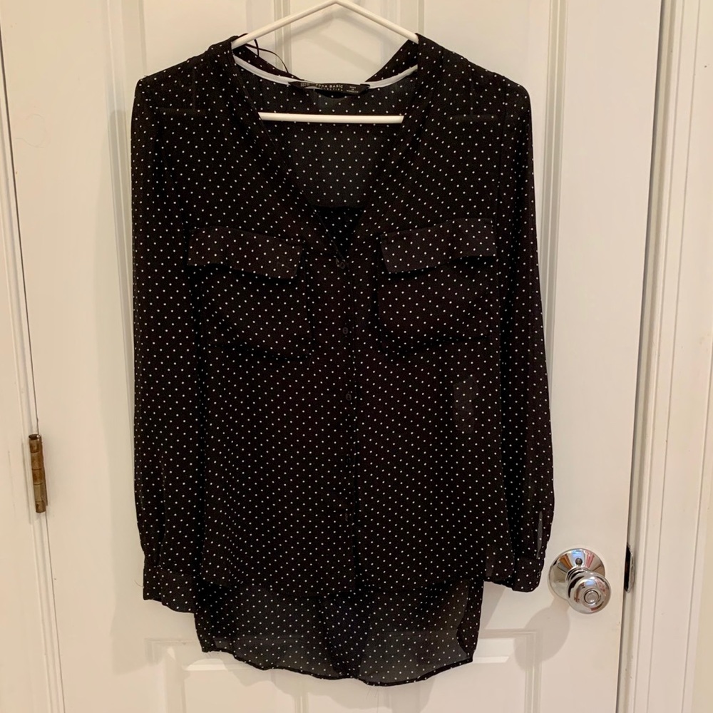 Zara Black Polka-dot Blouse